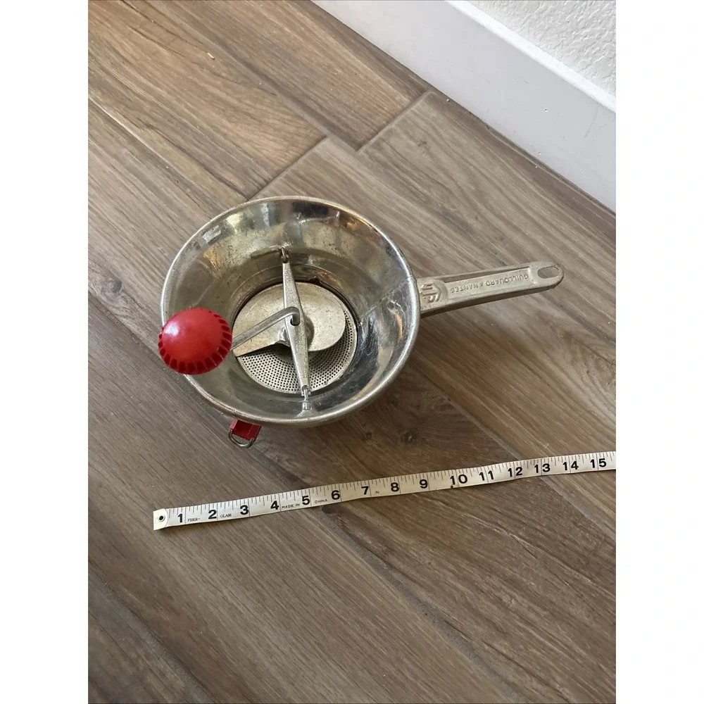 Vintage Guillouard A Nantes Food Mill Sieve Mouli Brevete SGDG France Red Handle